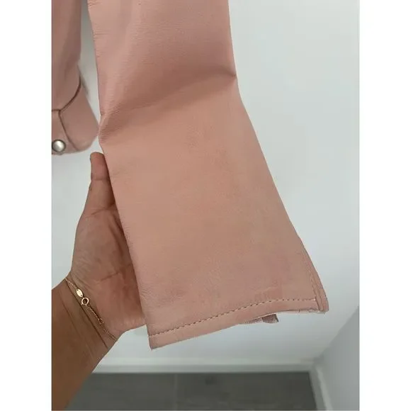 MUUBAA London Pink Biker Sheep Leather Jacket Size 6 - Picture 6 of 10